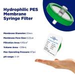 20 Pack Sterile PES Syringe Filters, 0.22um