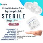 Sterile PVDF Syringe Filters 25mm 0.45um, 10 Pack