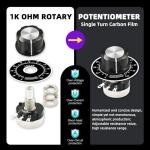 4pcs Carbon Film Rotary Taper Potentiometers 1K
