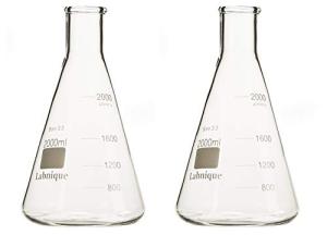 Borosilicate Glass Conical Flasks, 2000ml, Set of 2