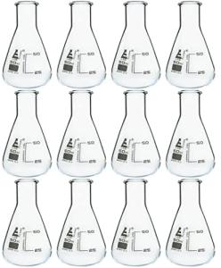 EISCO 12-Pack 50mL Borosilicate Erlenmeyer Flasks