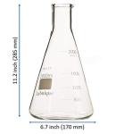 Borosilicate Glass Conical Flasks, 2000ml, Set of 2