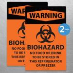 2 Pack - Biohazard Magnetic Sign for Refrigerators