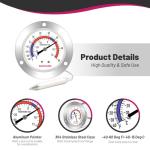 Stainless Steel Capillary Thermometer with 2" Dial