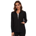 Black Zip Front Scrub Jacket for Women