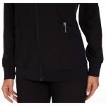 Black Zip Front Scrub Jacket for Women