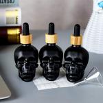 Skull Glass Dropper Bottles Set - 3 Pack