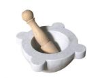 White Marble Mortar with Wooden Pestle - 20cm