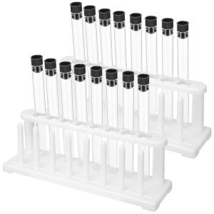 Test Tubes Set with Rack and Caps - 16 Pcs