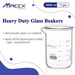 Maccx 3L Heavy-Duty Borosilicate Glass Beaker