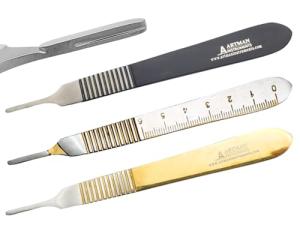 3 Pack Stainless Steel Scalpel Handles with Ruler