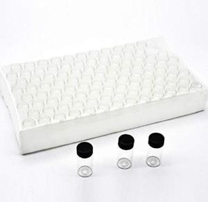 100 Clear Glass Vials with Black Screw Caps