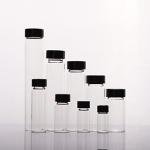 100 Clear Glass Vials with Black Screw Caps