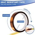 High Temperature Heat Resistant Polyimide Tape - 3 Rolls