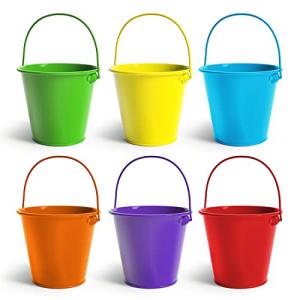 Colorlaza Galvanized Metal Buckets - Set of 6
