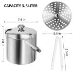 Sunmeyke Stainless Steel Insulated Ice Bucket, 3.7 QT