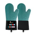 Heat Resistant Silicone Oven Mitts - 500°F Green