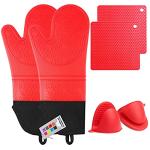 Extra Long Silicone Oven Mitts Set - Pack of 6