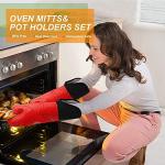 Extra Long Silicone Oven Mitts Set - Pack of 6