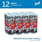 Scott Blue Shop Towels - 12 Rolls, 55 Sheets