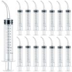 15-Pack 12ml Plastic Syringes with Curved Tip