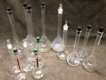 Set of 14 Lab Glass Volumetric Flasks