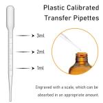 Amber Dropper Bottles with Pipette & Labels, 2 Pack