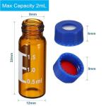 1000 Pack 2ml Amber Autosampler Vials with Caps