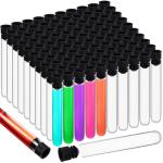 100 Pcs Clear Plastic Test Tubes with Caps