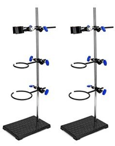 QWORK 2-Pack Steel Lab Stand Set with Clamps