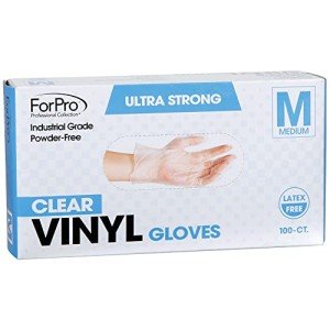 Clear Industrial-Grade Disposable Vinyl Gloves, Medium