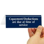 Copayment Due Tabletop Sign - Engraved Acrylic