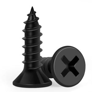 FIXLINK 1/2 Inch Black Flat Head Wood Screws 135 PCS