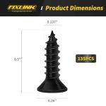 FIXLINK 1/2 Inch Black Flat Head Wood Screws 135 PCS