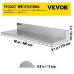 VEVOR Heavy Duty Stainless Steel Wall Shelves (2 Pack)