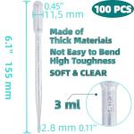 100 PCS 3ML Disposable Pipettes for Liquid Transfer