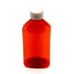 Amber 8 oz Pharmacy Oval Bottles with Caps (20)