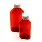 Amber 8 oz Pharmacy Oval Bottles with Caps (20)