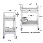 2-Tier Medical Trolley Cart with Wheels and Drawers