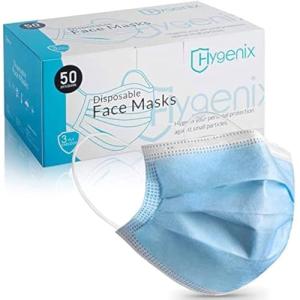 Hygenix 3-Ply Disposable Face Masks - 50 Pack