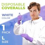 Disposable Waterproof Coveralls for Lab Use, Large