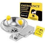 Wall-Mounted Emergency Eyewash Station with Sign
