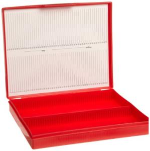 Microscope Slide Box, Holds 100 Slides, Red