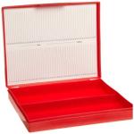 Microscope Slide Box, Holds 100 Slides, Red