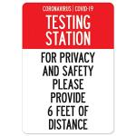 COVID-19 Testing Station Sign - 6 Feet Distance