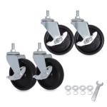 M8-1.25 Locking Casters Wheels - 3 Inch (Pack of 4)