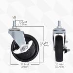 M8-1.25 Locking Casters Wheels - 3 Inch (Pack of 4)