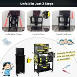 3-Tier Rolling Utility Tool Cart with Pegboard