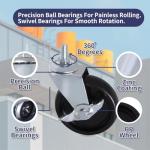 M8-1.25 Locking Casters Wheels - 3 Inch (Pack of 4)