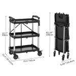 YITAHOME 350LBS 3-Tier Folding Utility Cart